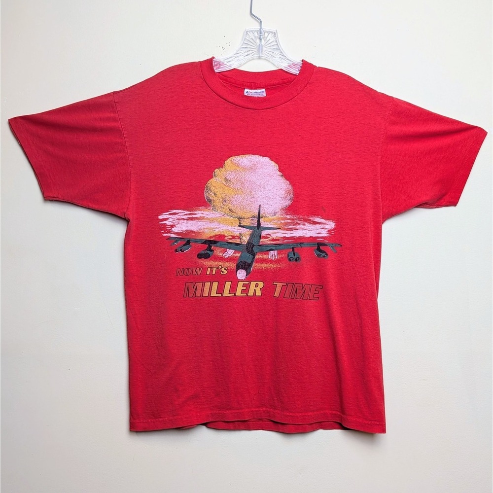 Vintage Now It's Miller Time B-52 Bomber Nukeโ Bomb 80s Single Stitch Medium
